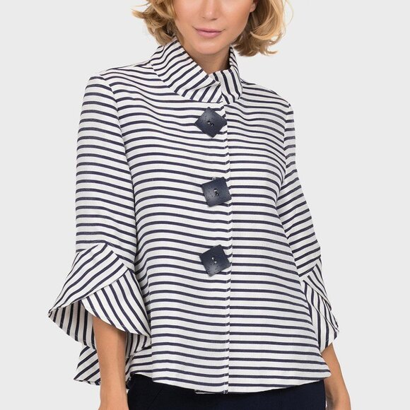 Joseph Ribkoff - Navy and White Blazer - Picture 1 of 5